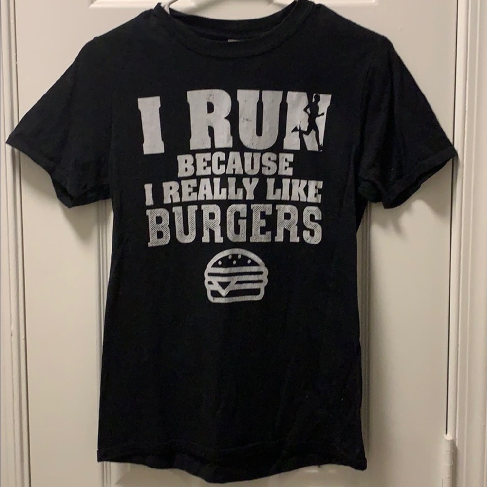 Men’s black funny graphic tee, size small